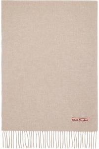 Acne Studios Узкий шерстяной шарф бежевого цвета с бахромой