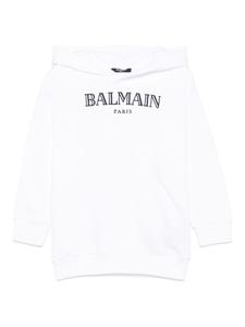 Balmain Kids худи с вышитым логотипом, белый
