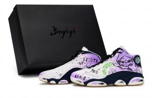 Jordan Баскетбольные кроссовки Air 13 Mid Top Vintage унисекс, белые, фиолетовые