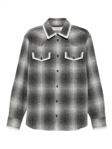 Клетчатая куртка-рубашка в технике кроше Golden Goose, серый