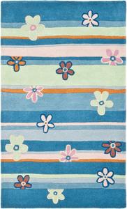 Ковер SAFAVIEH, 61 x 92 см, Kids Collection, Blue & Multi, ручной работы цветочный из шерсти, идеален для помещений с высокой проходимостью: прихожая, гостиная, спальня (SFK750A)