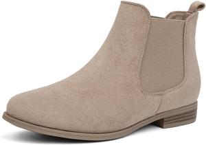 Женские ботильоны VJH Confort с эластичными вставками, слипоны, западный стиль, миндальный цвет, округлый носок, низкий каблук, Apricot 1