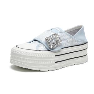 HUANAI Легкие дышащие низкие скейтерские туфли для женщин с эффектом увеличения роста синие, цвет Blue