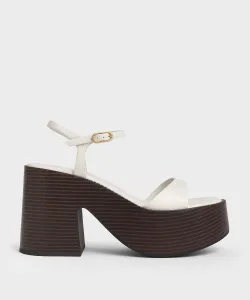 Босоножки на платформе с ремешком на щиколотке Charles & Keith, цвет White