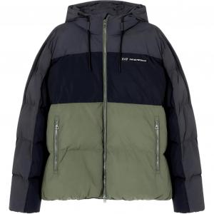 Куртка-пуховик Ea7 с цветными блоками EMPORIO ARMANI, оливковый