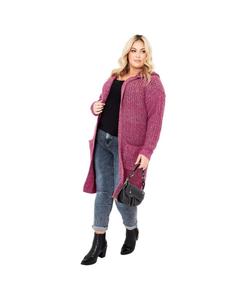 Женский мягкий вязаный кардиган с капюшоном Челси AVENUE, Merlot