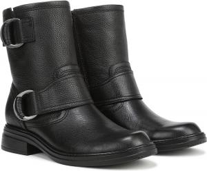 Мотоциклетные ботинки до середины голени с округлым носком, массивным каблуком, модные байкерские ботинки с пряжками и боковой молнией MKOPWOX, Black