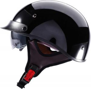 Шлем мотоциклетный Hanhua с УФ-защитным козырьком, черный