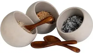 Миска для хранения APS "ЛУНА", (набор, 3 шт.), 50 мл, включая ложку 7,5 см, серый