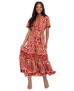 Женское длинное платье с оборками на воротнике и ярусной юбкой London Times, Open Miscellaneous