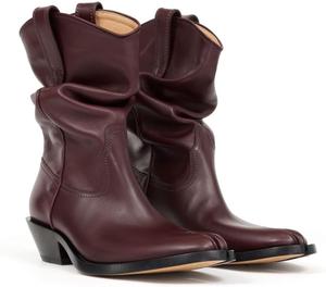 Женские западные ботинки свободного кроя на танкетке, ковбойские ботинки с заостренным носком, кожаные ботинки до середины голени для верховой езды, с легким надеванием, повседневные ботинки свободного фасона NSZPD, Red