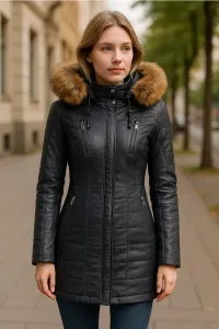 Женская синяя стеганая кожаная парка Winton Infinity Leather