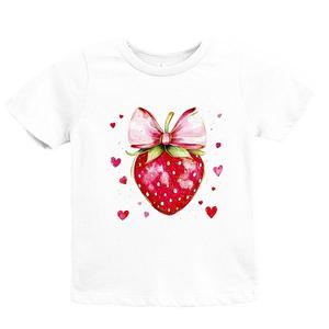 Футболка с принтом Coquette strawberry hearts watercolor The Juniper Shop, White