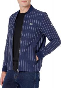 Мужская ветровка Lacoste Novak Full Zip Striped Taffeta, Navy Blue/White