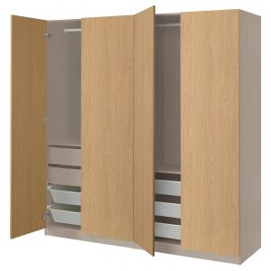 Гардероб PAX/STORKLINTA IKEA, 200x66x201 см, цвет grey-beige/oak effect
