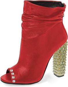 Женские стильные ботильоны FSJ с открытым носком и свободной посадкой, массивные каблуки, украшенные кристаллами, праздничные вечерние туфли, размер 4-15 US