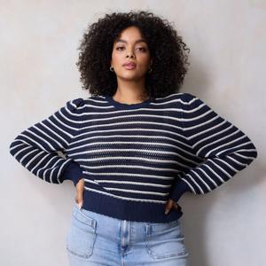 Свитер с бантом на спине больших размеров Lc Lauren Conrad, цвет navy basque stripe