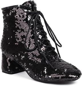 Женские ботильоны MFairy с блестками, на массивном каблуке, с молнией, для вечеринок и выпускного, Black1