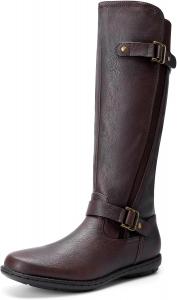 Женские зимние сапоги DREAM PAIRS с искусственным мехом, утепленные, высокие до колена, осенние высокие сапоги, Braun