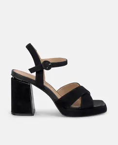 Женские босоножки с перекрещенными ремешками и из кожи Alma en Pena, чёрный