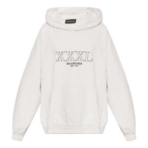 Толстовка xxxl oversized popover hoodie 'off white' Balenciaga, белый