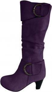 Женские байкерские сапоги Ctreela, с мягкой посадкой, высокие до колена, мотоциклетные, модные, вестерн, боевые, для езды, военные, сапоги с широким голенищем, Purple