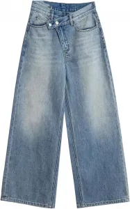 Женские джинсы с высокой талией и широкими штанинами