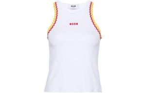 Детский топ без рукавов с зигзагообразной отделкой MSGM, белый