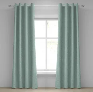 Штора на люверсах ABAKUHAUS цвета слоновой кости и синего цвета, двухцветная геометрическая композиция с квадратами, прямоугольниками и спиральными линиями, декоративная двухпанельная штора, 280 см x 245 см, светло-голубой и цвета слоновой кости Abakuhaus