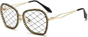 Женские солнцезащитные очки Melrose со стразами, модные, без линз, квадратные, с бриллиантами, сексуальные, для вечеринок, модель 1169, Black