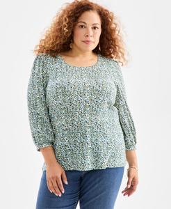 Блузка большого размера с принтом, рукава 3/4 Style & Co, Palomino Combo
