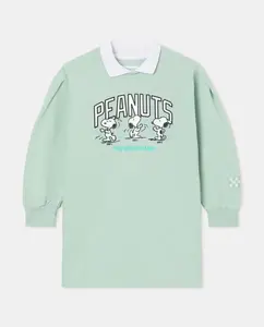 Детское платье из флиса с воротником-поло и принтом Snoopy Kids El Corte Inglés, зеленый