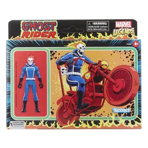 Детская фигурка Marvel Ghost Rider Motorista Fantasma Con Moto Coleccion Retro, мультиколор