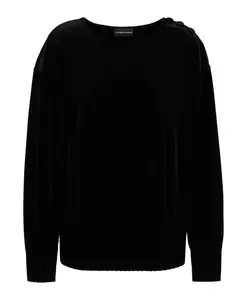Черный пуловер с круглым вырезом Emporio Armani, черный