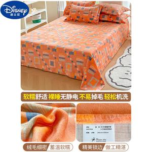 Disney Комплект постельного белья из молочного велюра с парой наволочек, размер 250х270 см, утолщенный флис, быстрый нагрев и тепло