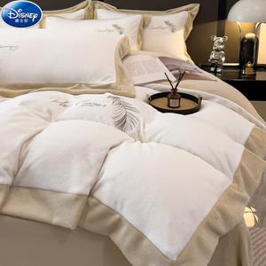 Disney Комплект постельного белья 4 предмета, 200x240 см, пододеяльник, простыня, наволочки, цвет Shell White, ткань Qingyu, гипоаллергенная, согревающая