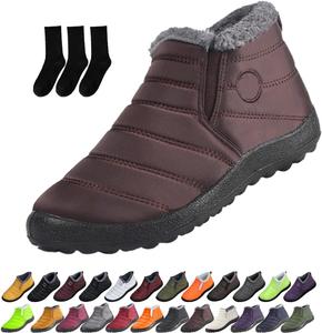 Женские и мужские снежные ботинки, утепленные ботильоны для снега, удобные легкие кроссовки, теплая и комфортная обувь на зиму Generic, коричневый