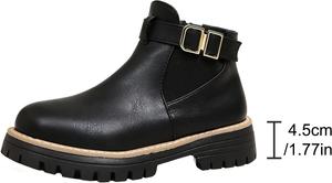 Женские классические кожаные ботинки Chelsea на платформе с пряжкой, с круглым носком 1,77 дюйма, нескользящей резиновой подошвой, на резинке до щиколотки, стильные ботинки для работы, вечеринок и выпускных NXNBHSL, Dark Blue