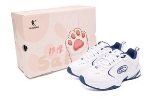 QIAODAN Бадминтонные кроссовки Samoy, женские, низкие, Jordan, белые, графитово-синие