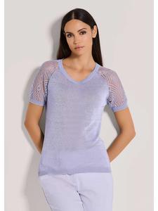 MADELEINE Свитер с круглым вырезом и ажурным узором светло-аметистового цвета