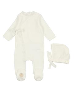 Mon Tresor Tied Up In Lace Footie & Hat Set, белый