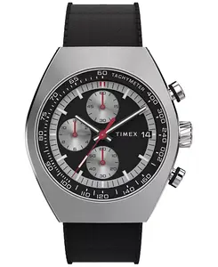 Мужские аналоговые часы с черным каучуковым ремешком, 42 мм Timex, black