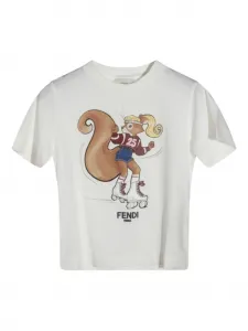 Футболка с принтом белки FENDI KIDS, белый