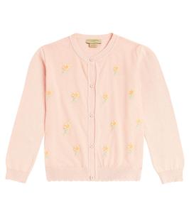 Хлопковый кардиган с цветочным принтом Stella McCartney Kids, Salmon Pink