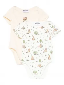 Комплект боди с принтом Тедди Moschino Kids, белый