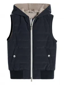 Стеганый жилет с капюшоном Brunello Cucinelli Kids, синий