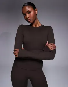 4505 Шоколадная детская футболка с длинными рукавами из мягкой ткани Icon Studio