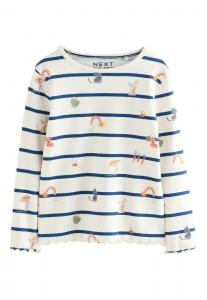 Топ Next REGULAR FIT LONG SLEEVE, Ecru Navy Stripe Character/Beige