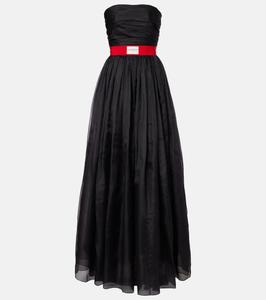 Платье-бюстье из шелковой органзы с поясом Givenchy, черный