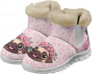 Женские слипоны-ботинки с животным принтом на зиму, теплые пушистые ботинки для ходьбы, противоскользящие, легкие беговые, размер США 6-12 Fuxowvby, Dog